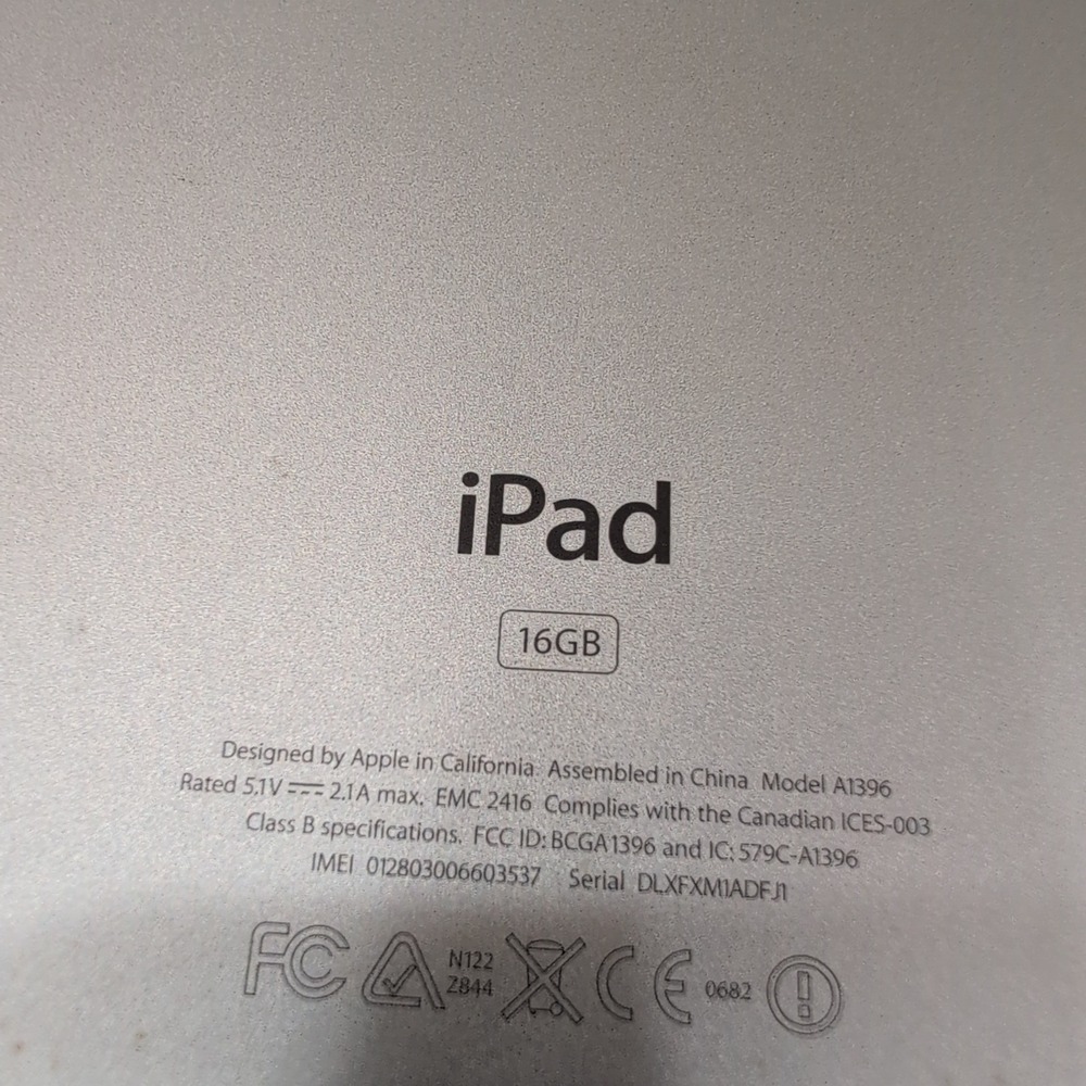 Apple iPad 2nd Gen A1396 16GB Silver WiFi Cellular Tablet Untested NA306 - Picture 5 of 5